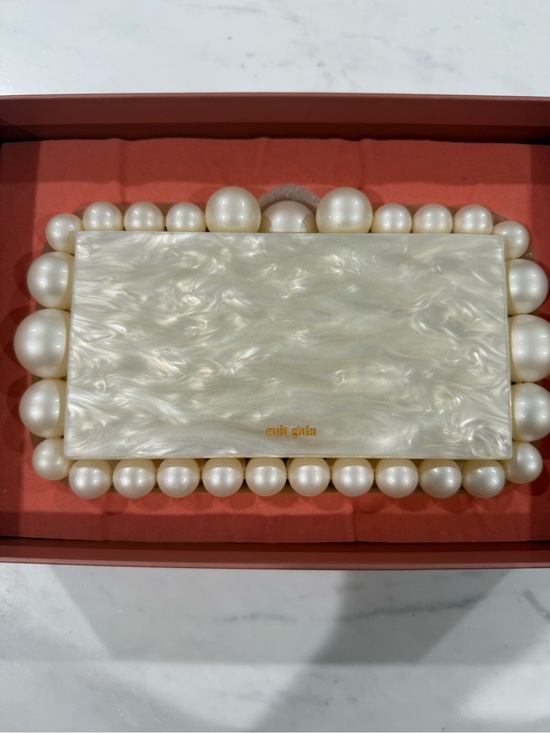 cult gaia Handbags - cult gaia  Eos Box Clutch Pearl-Trimmed Iridescent Clutch